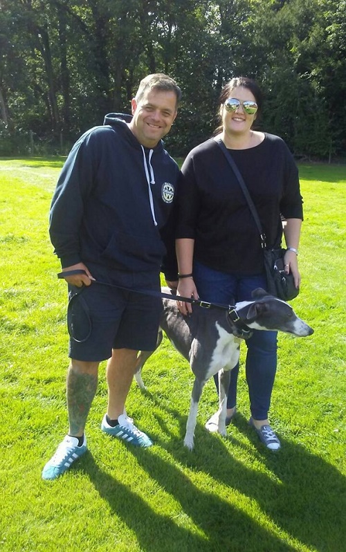 Handsome blue and white hound Ian left the kennels and changed his name to Jaxon with the Southall family