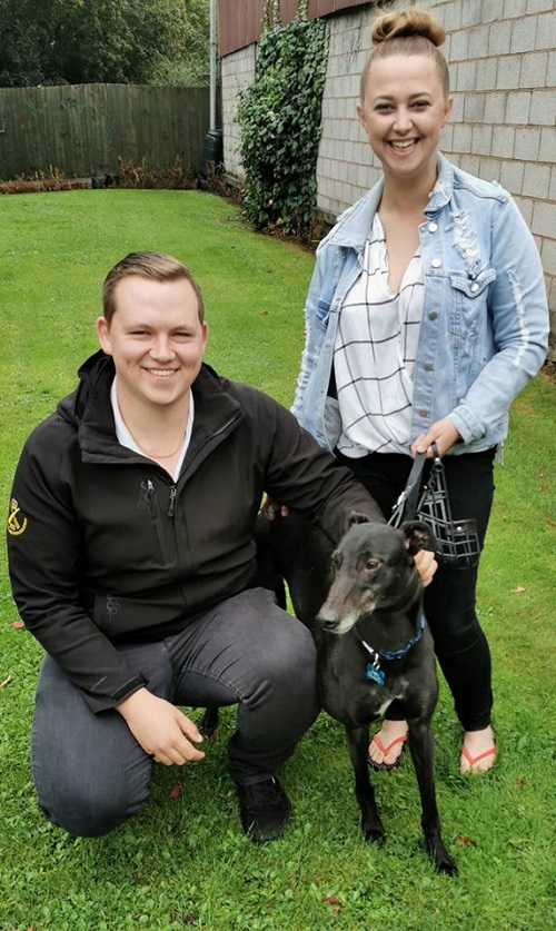 Matthew and Siobhon came to the kennels to collect Dessie, he kept his name as he joined them for his new home.