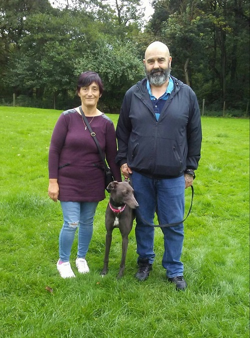 Blue girl Lulu became Bella as she left with the Taylor family to start her new life of leisure as a much loved family pet 